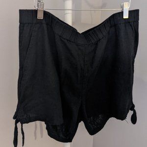 Black linen shorts